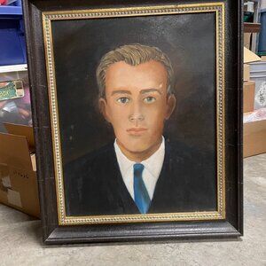 Hand painted portrait with vintage frame 23 x 20”